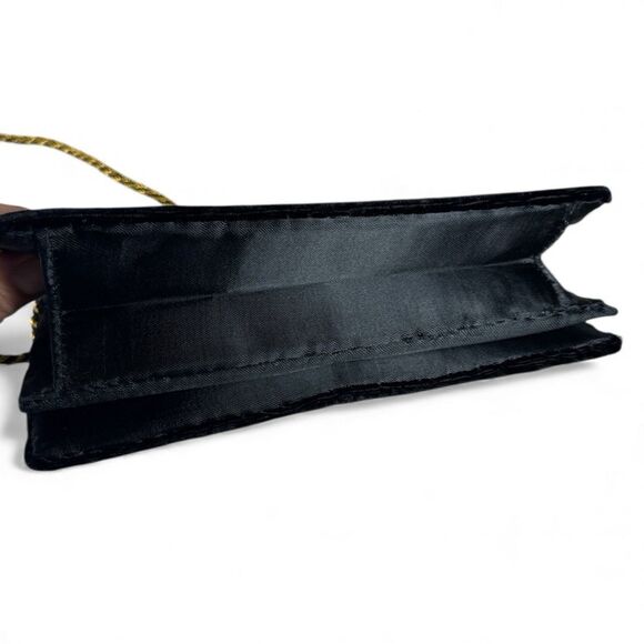 Vintage Black Velvet Peacock Evening Clutch Purse Zardozi Hand Embroidery - Picture 7 of 13